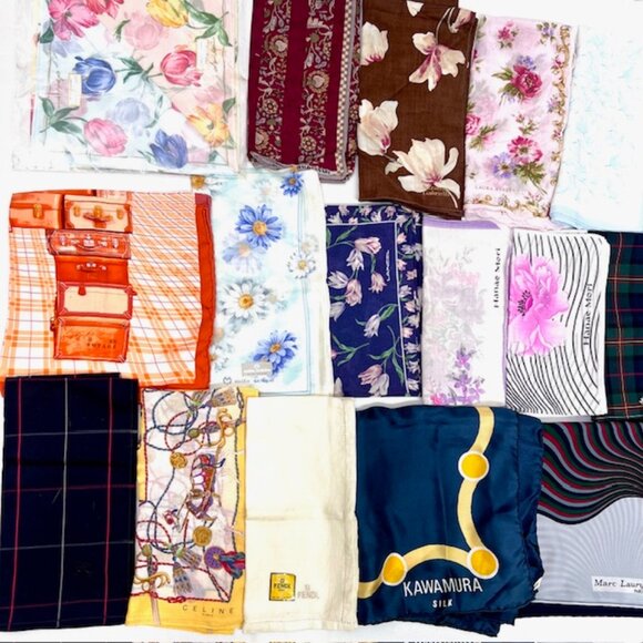 BULK SALE FOR RESALE:  14 Handkerchiefs +2 Scarf: BURBERRY-Celine-Fendi More!(#1 - Picture 5 of 16